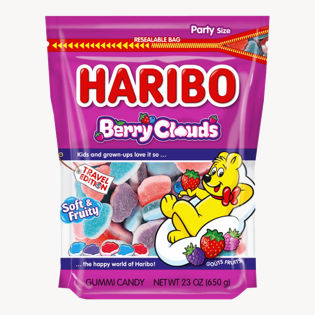 Haribo fruit gums with foam sugar with blueberry, wild berry