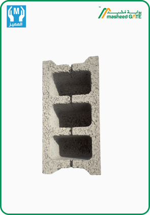 Almomiz, Cement Block, Hollow 3 Cells One Side Closed (40*20