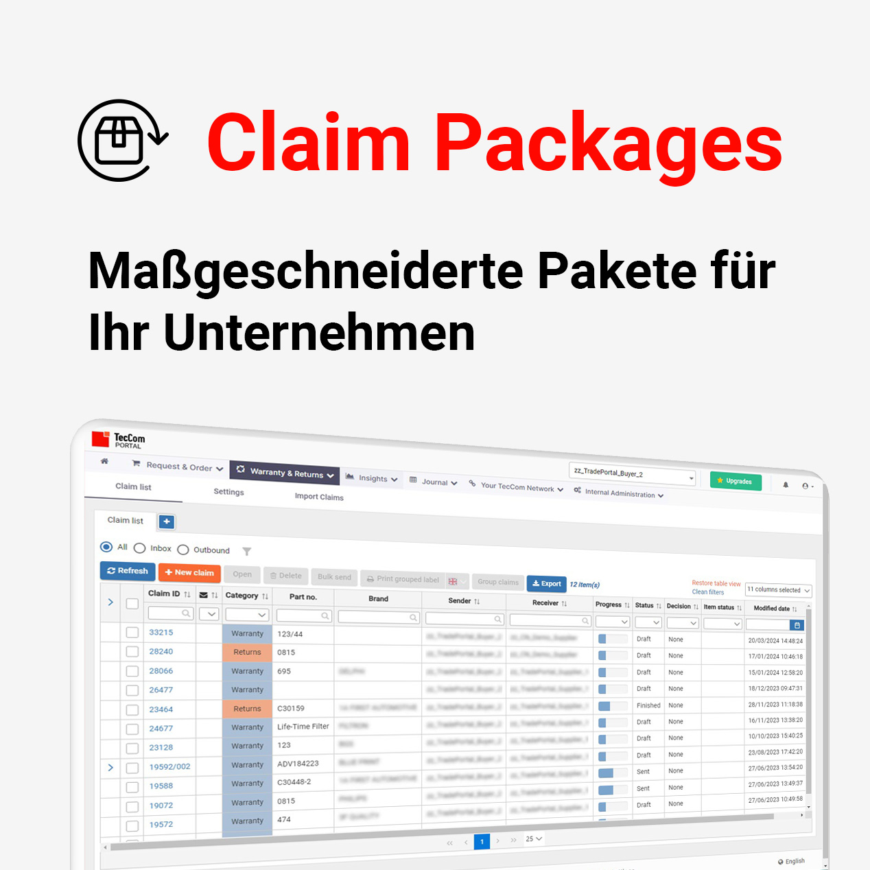 TecCom | Warranty & Returns | Claim Package 100 Claims