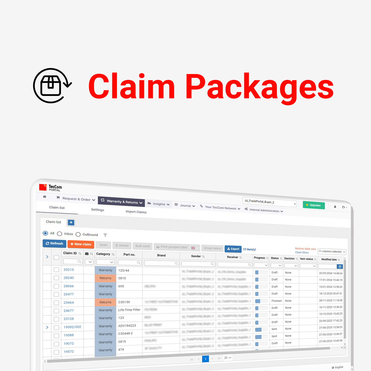 TecCom | Warranty & Returns | Claim Package 100 Claims