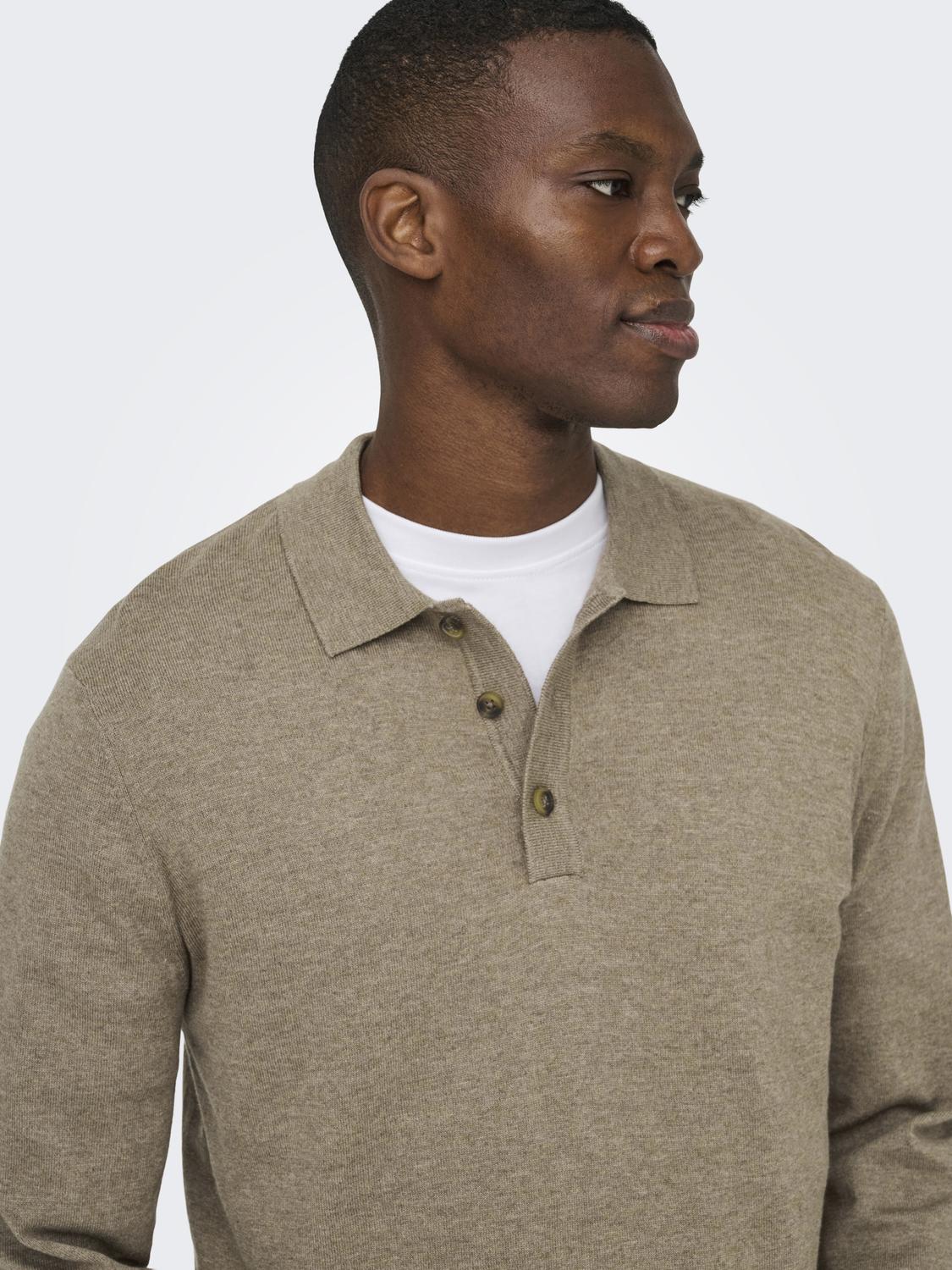 ONSLOUI REG 12 LS MEL POLO KNIT NOOS - 5