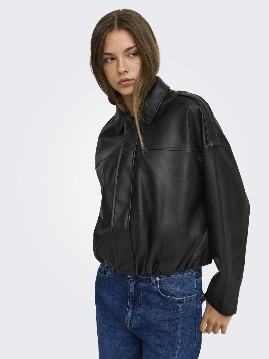 ONLMOON-NELI L/S FAUX LEATHER BOMBER PNT - 5
