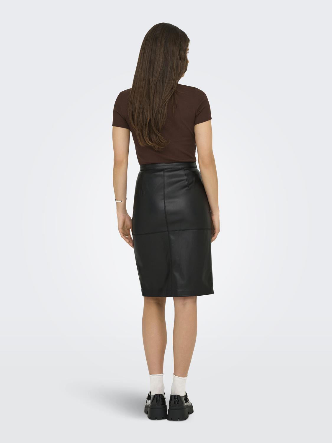 ONLOLINE Beschichteter Midirock mit Schlitz - 2
