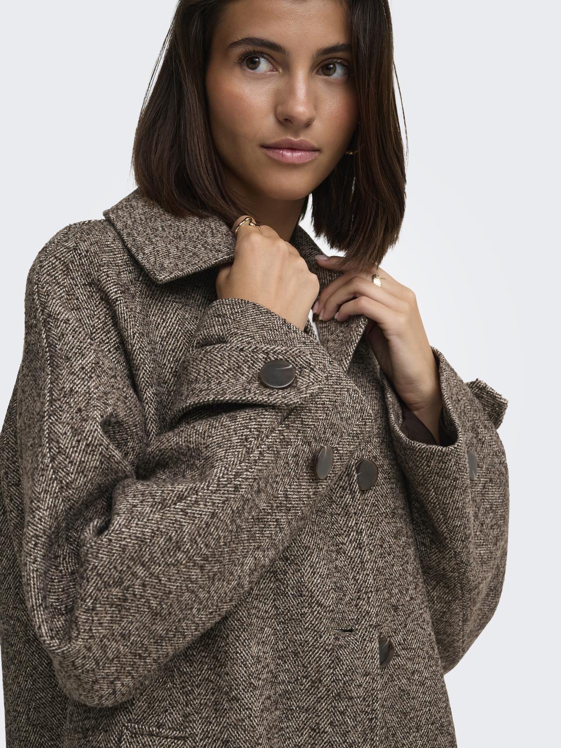 JDYVINGA HERRINGBONE LONG COAT OTW YFM - 4