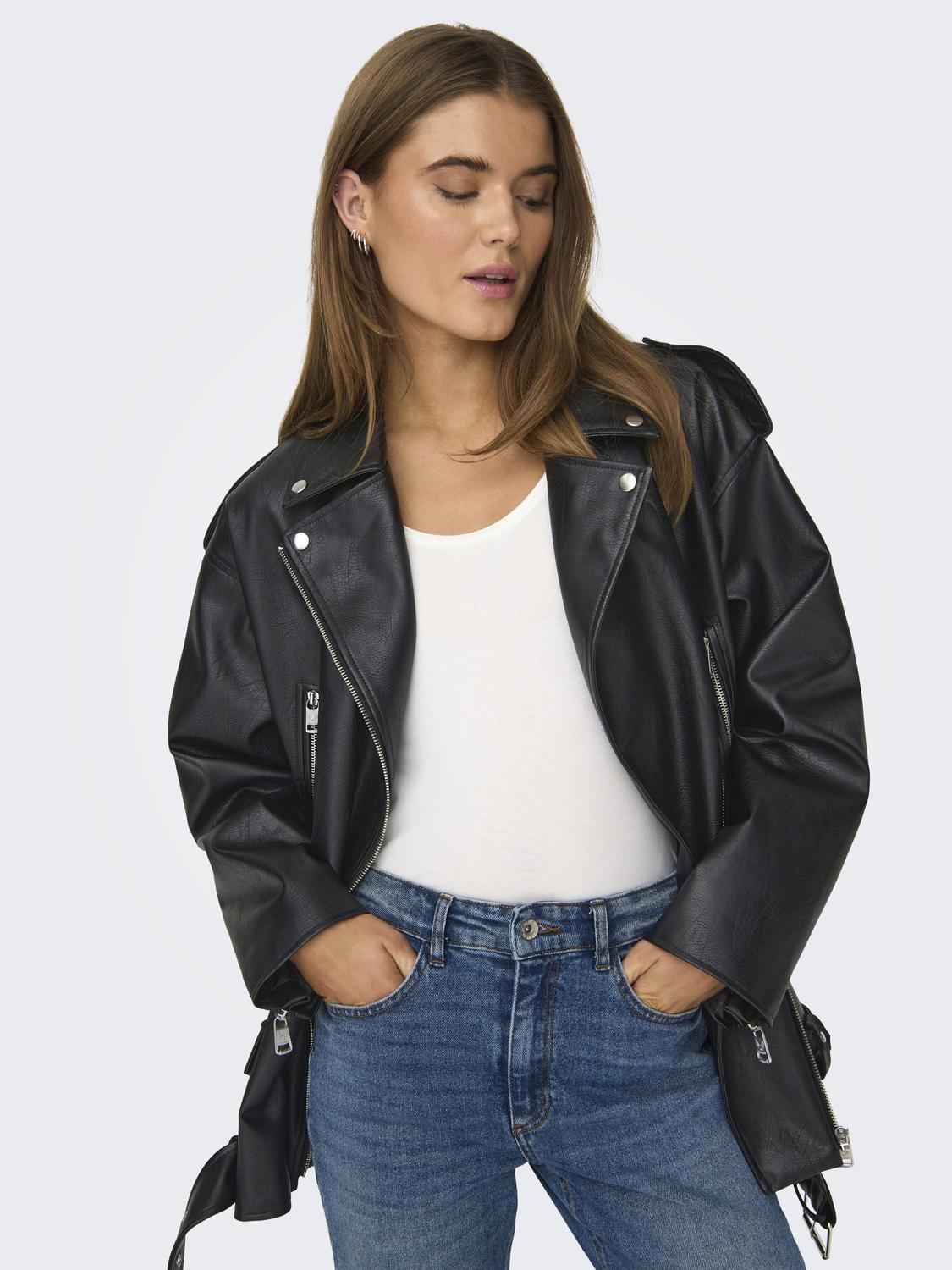 -ONLVERA FAUX LEATH LONG BIKER OTW - 5