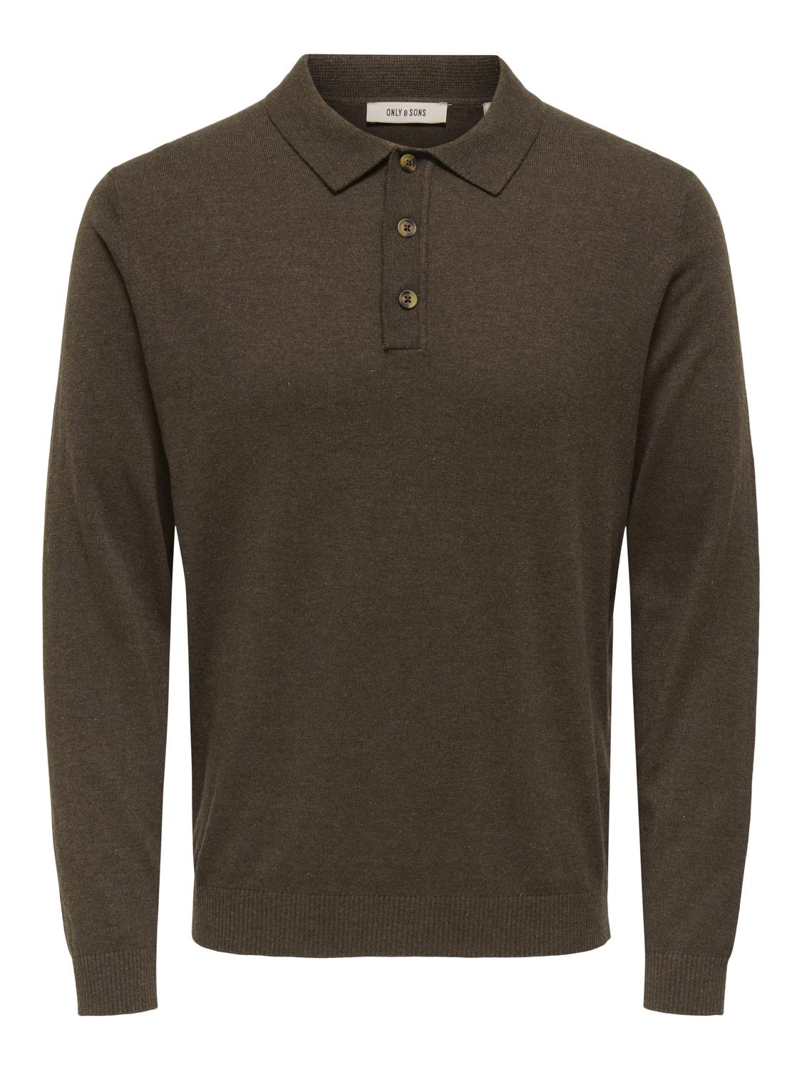 ONSLOUI REG 12 LS MEL POLO KNIT NOOS - 3