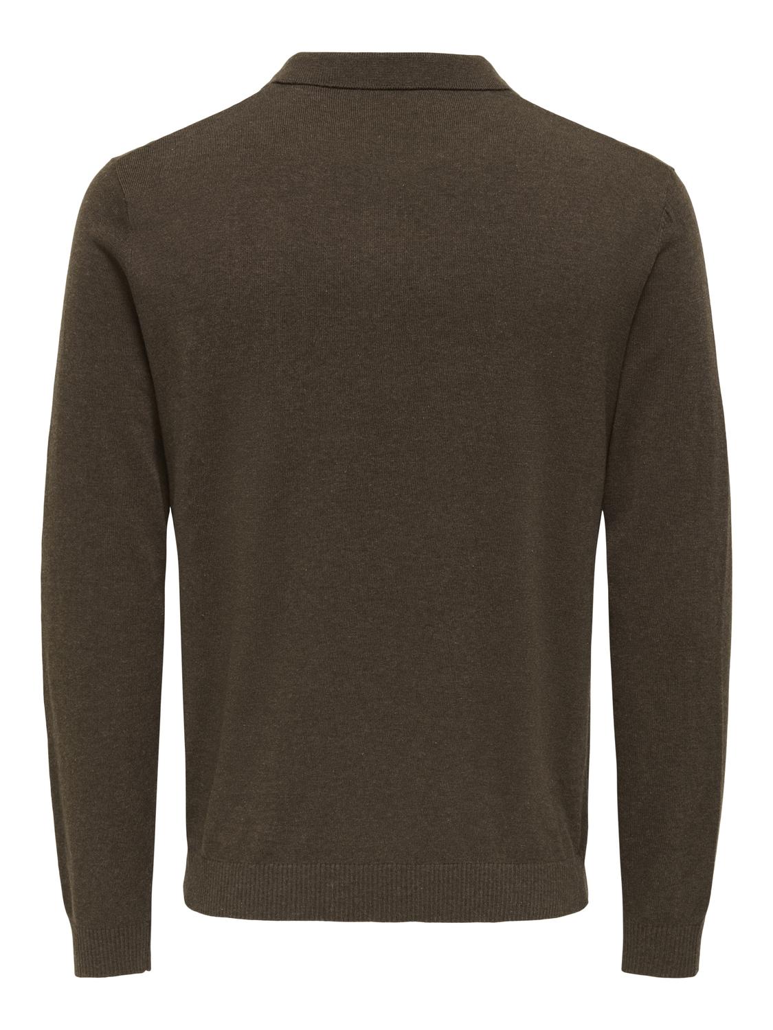 ONSLOUI REG 12 LS MEL POLO KNIT NOOS - 7