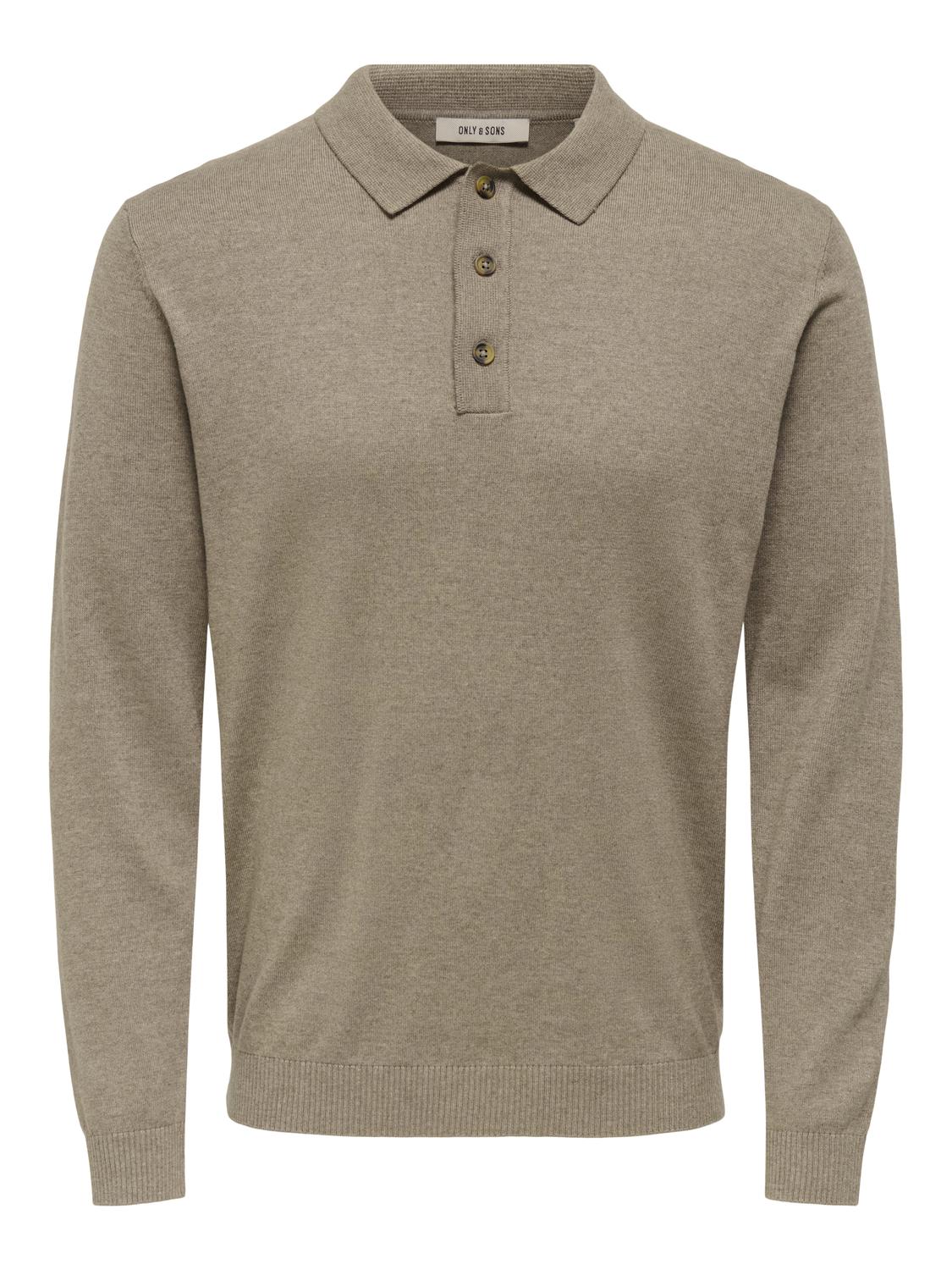 ONSLOUI REG 12 LS MEL POLO KNIT NOOS - 3