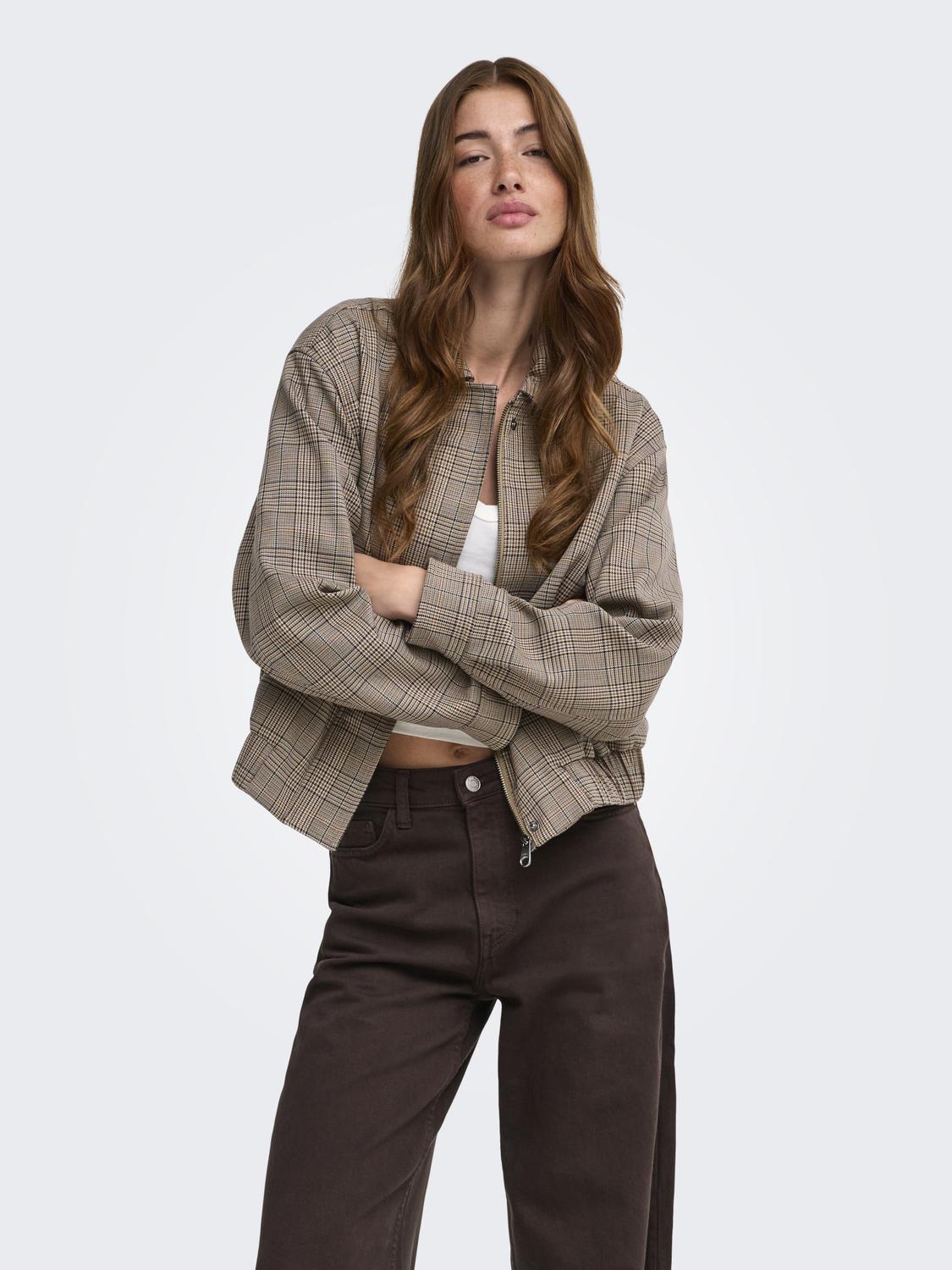 ONLURSULA CHECK BOMBER JACKET OTW