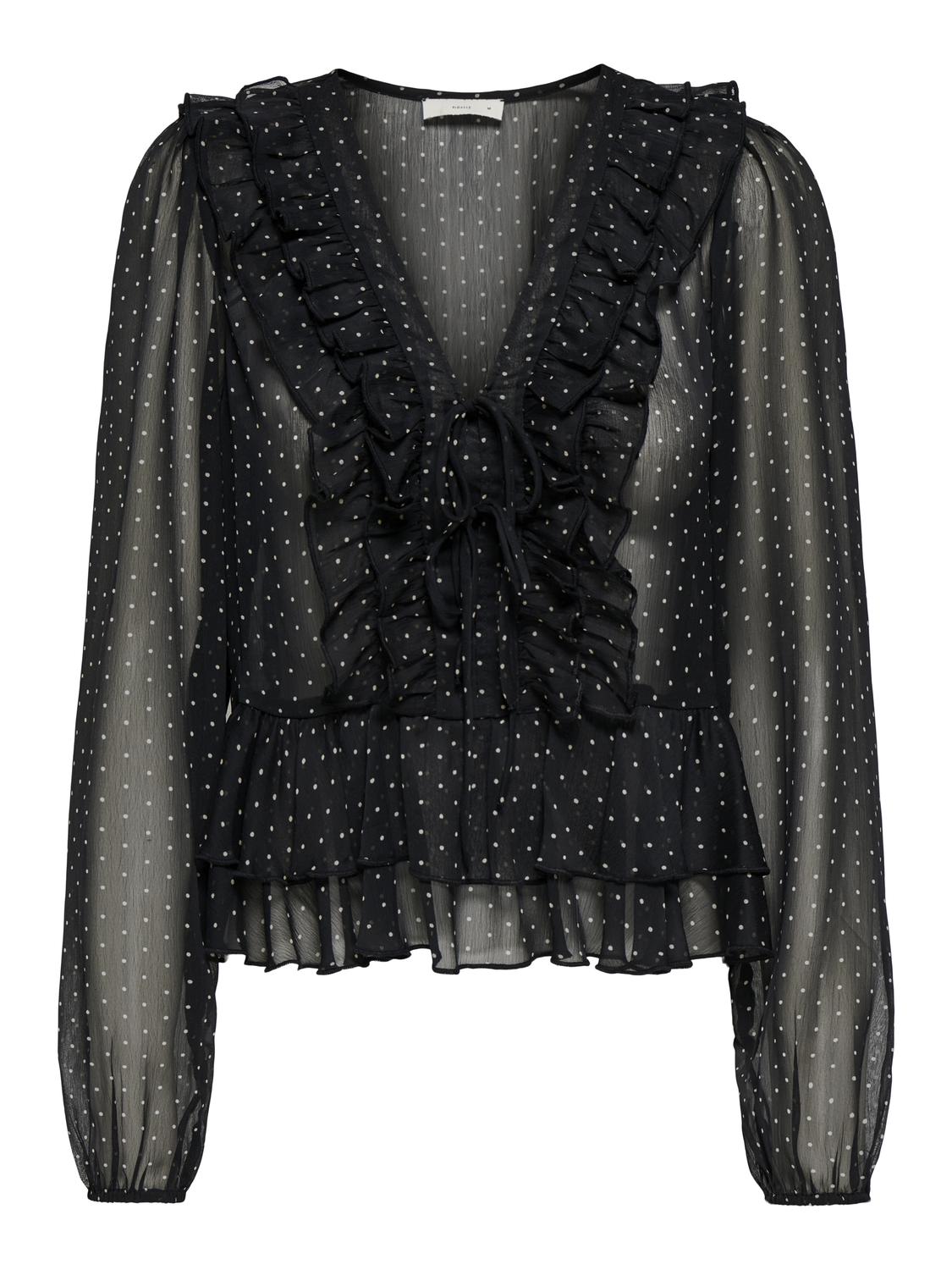 PGPIRRA L/S DOT FRILL TOP WVN