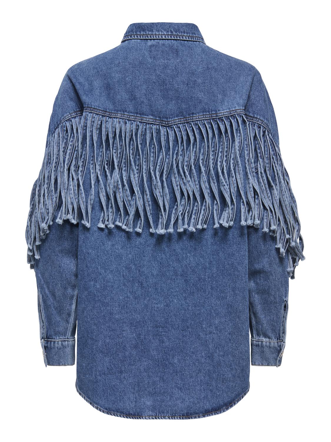 ONLMAUREEN LS FRINGE DNM SHIRT AKM - 8