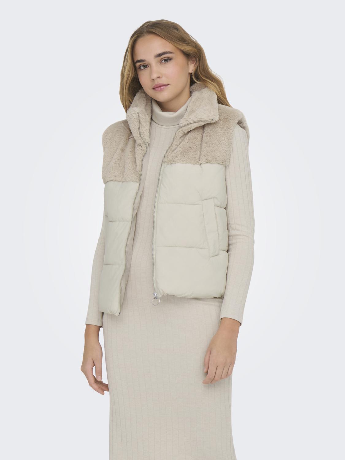 ONLWANJA FUR PUFFER MIX WAISTCOAT OTW OS