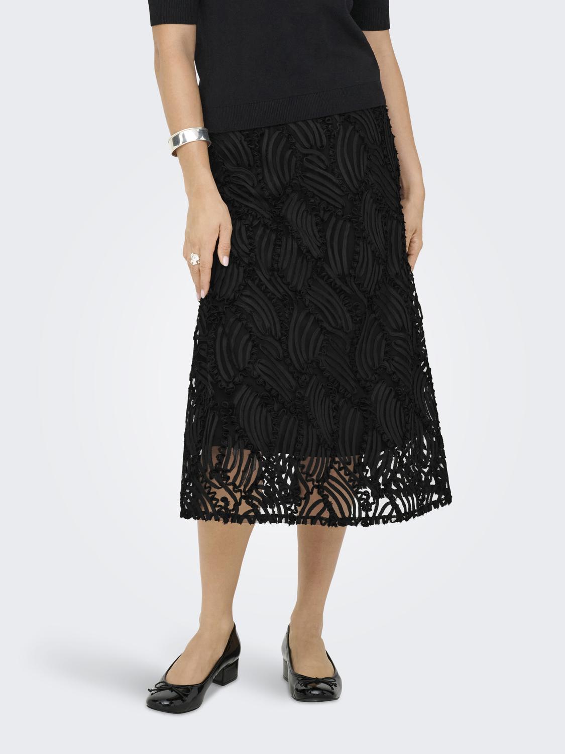 JDYISLA EMB LAYERED MIDI SKIRT JRS