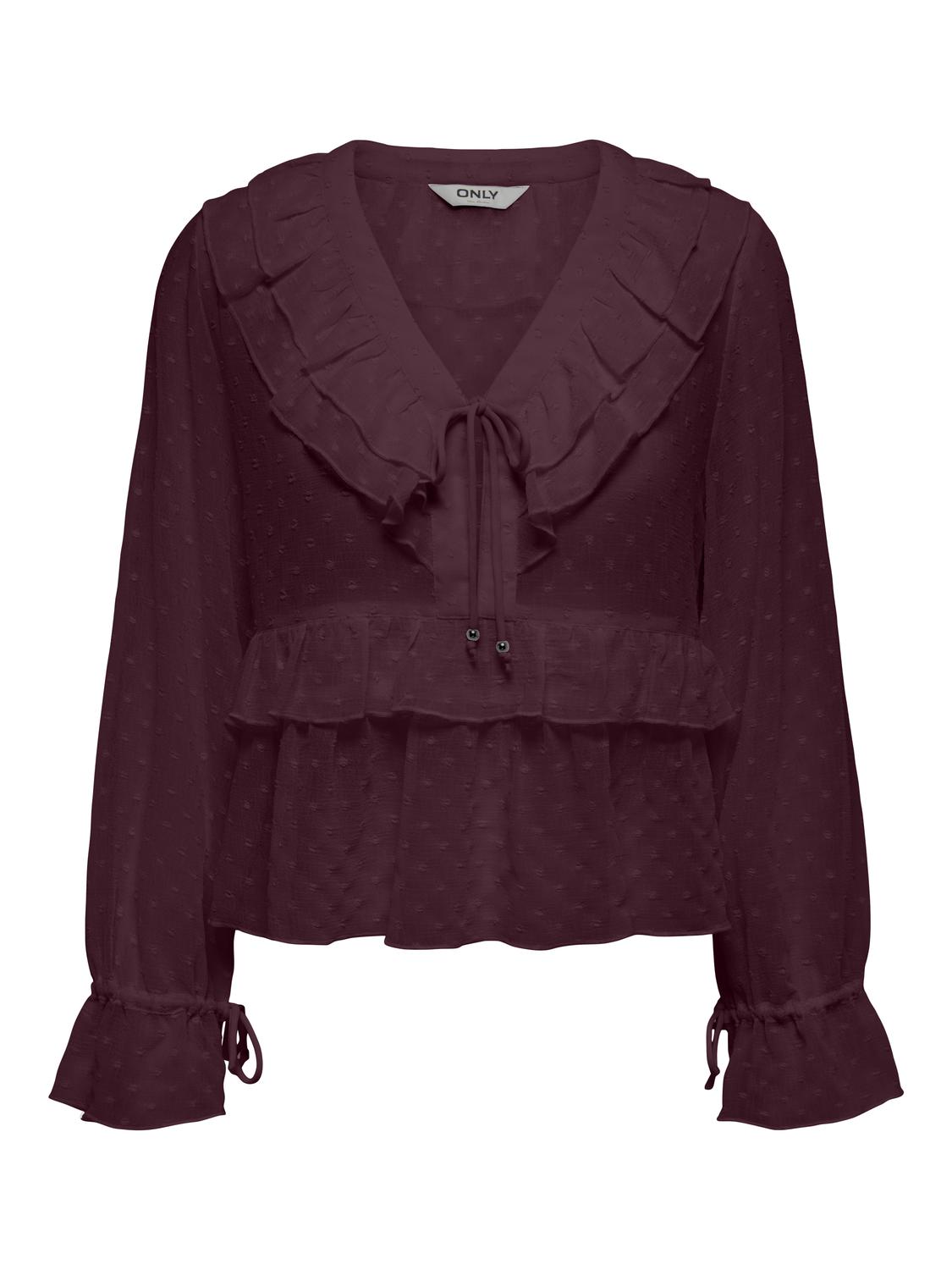 ONLYUNA L/S DOBBY TIE BLOUSE WVN