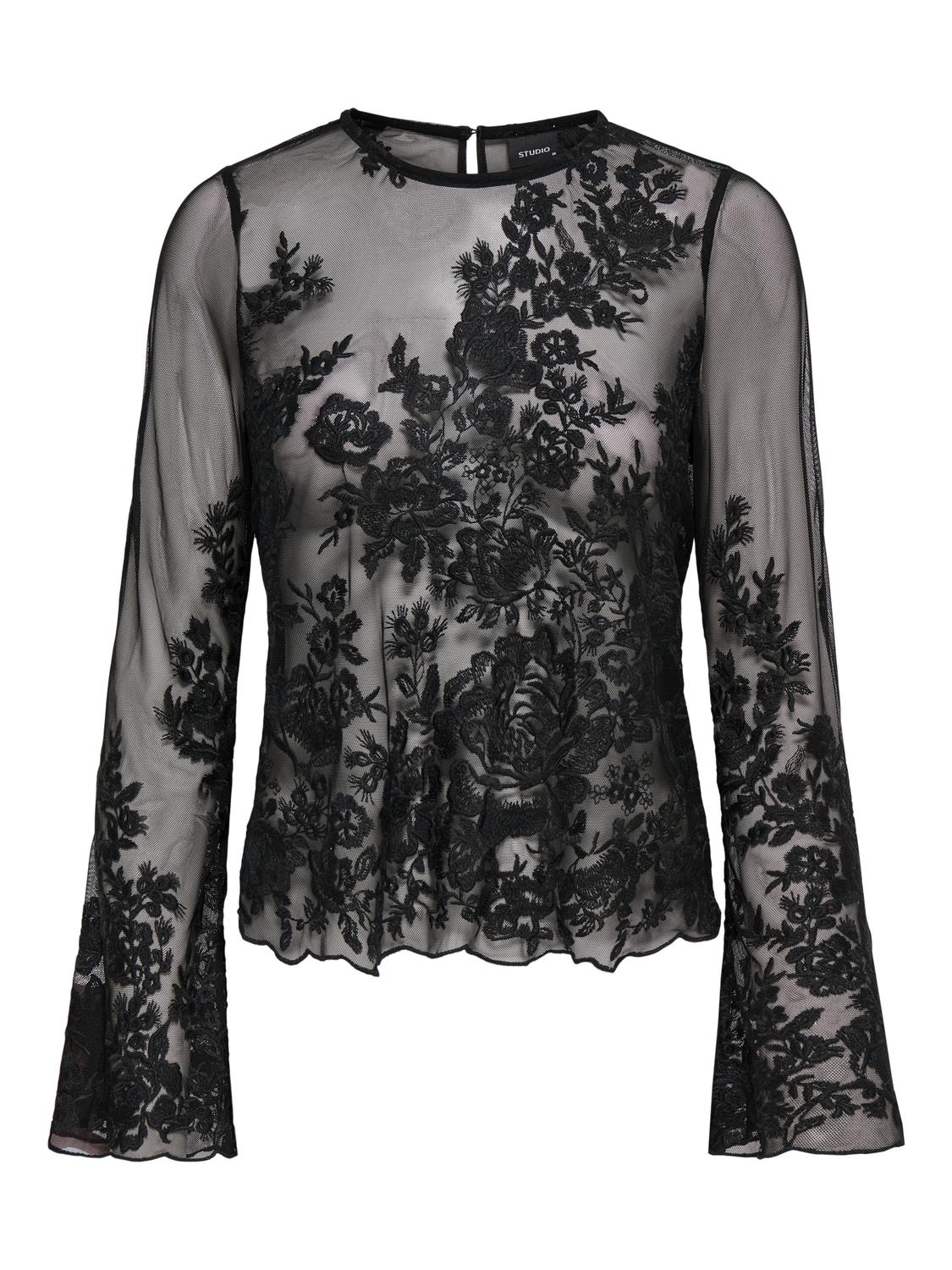 STUCLARA L/S MESH EMB TOP JRS