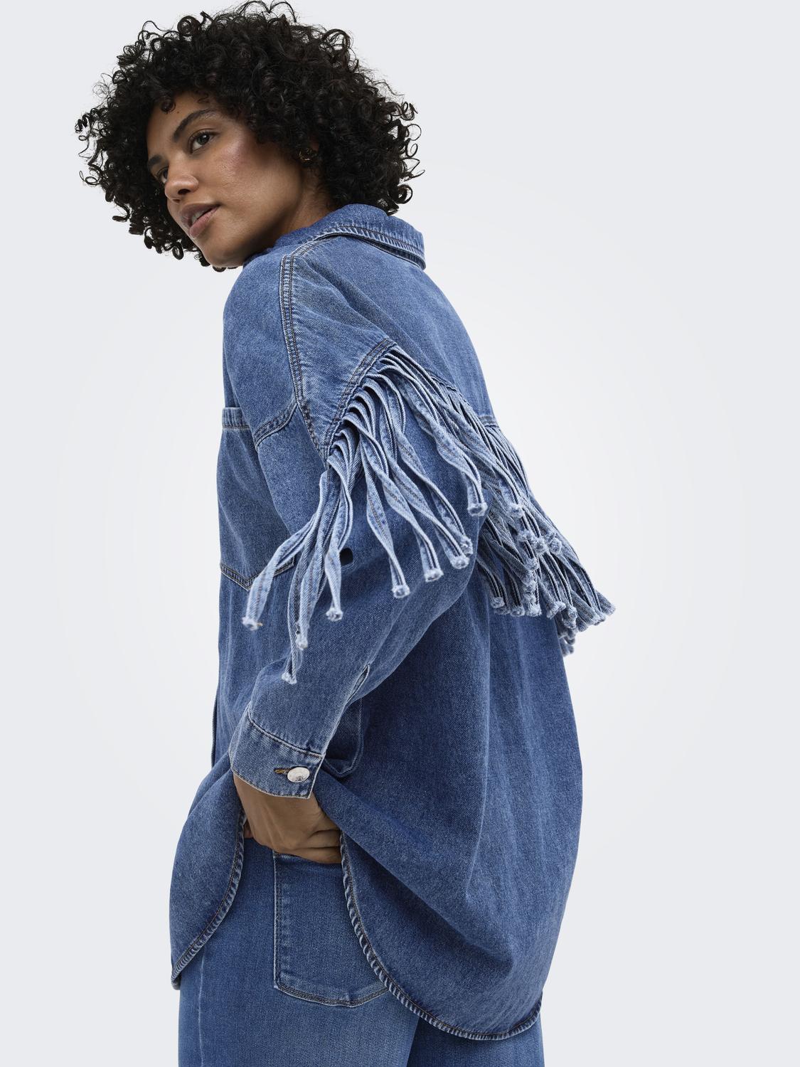 ONLMAUREEN LS FRINGE DNM SHIRT AKM - 4