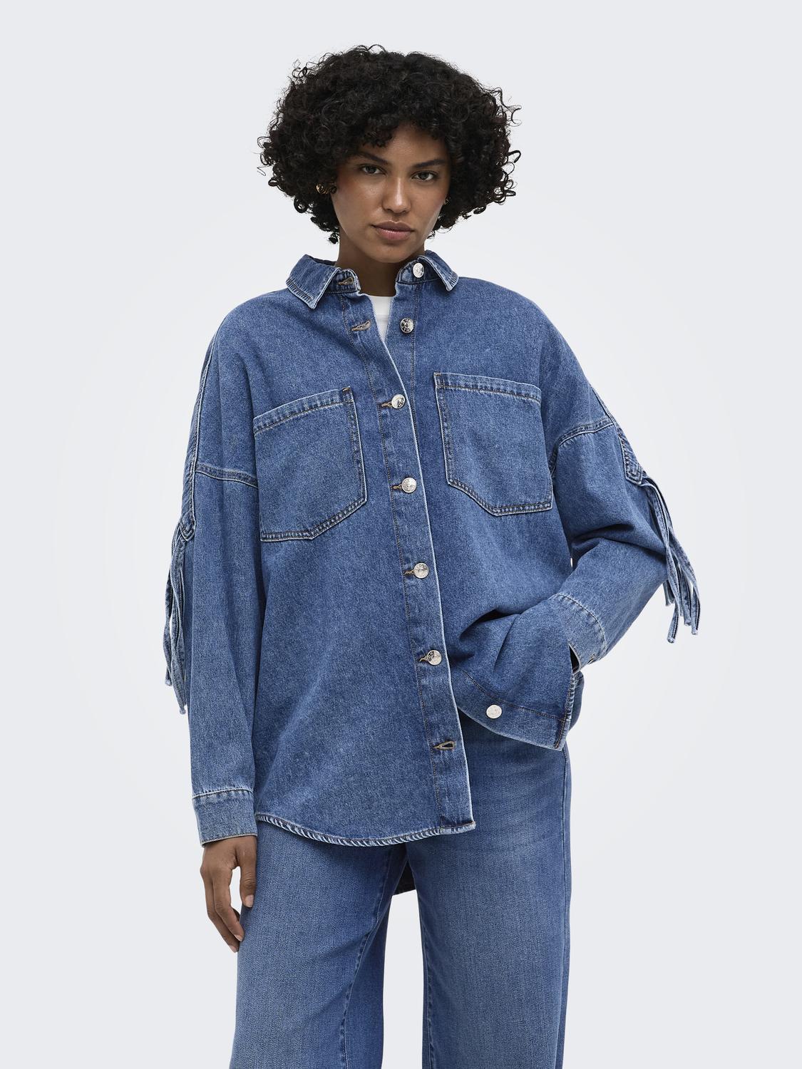 ONLMAUREEN LS FRINGE DNM SHIRT AKM