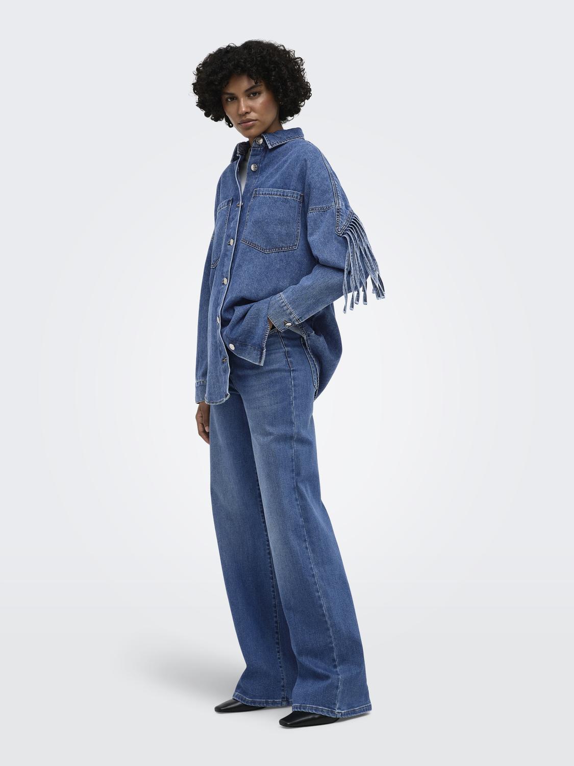 ONLMAUREEN LS FRINGE DNM SHIRT AKM - 7