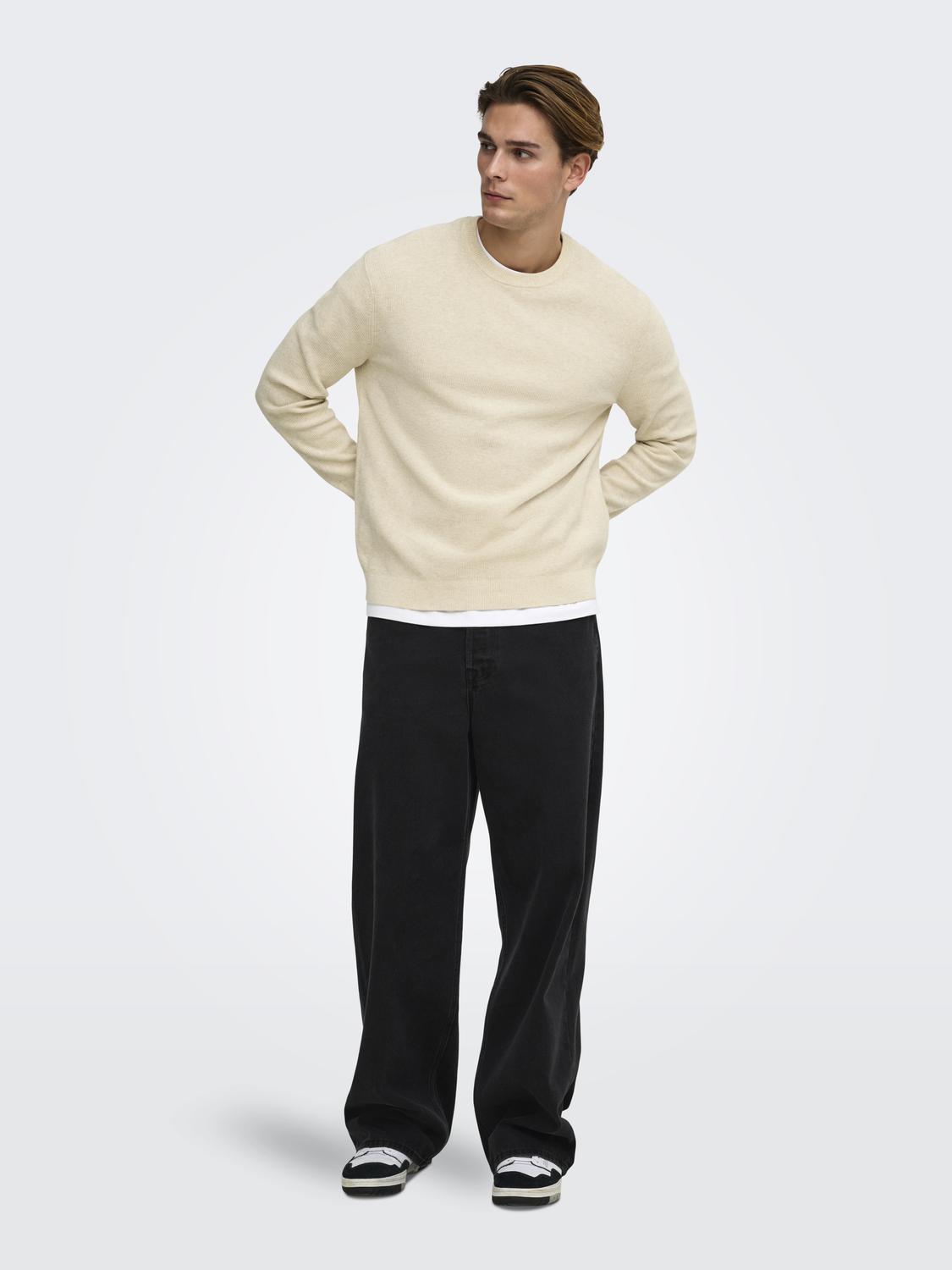 ONSJOEY RLX MELANGE LS WAFFLE KNIT NOOS - 6