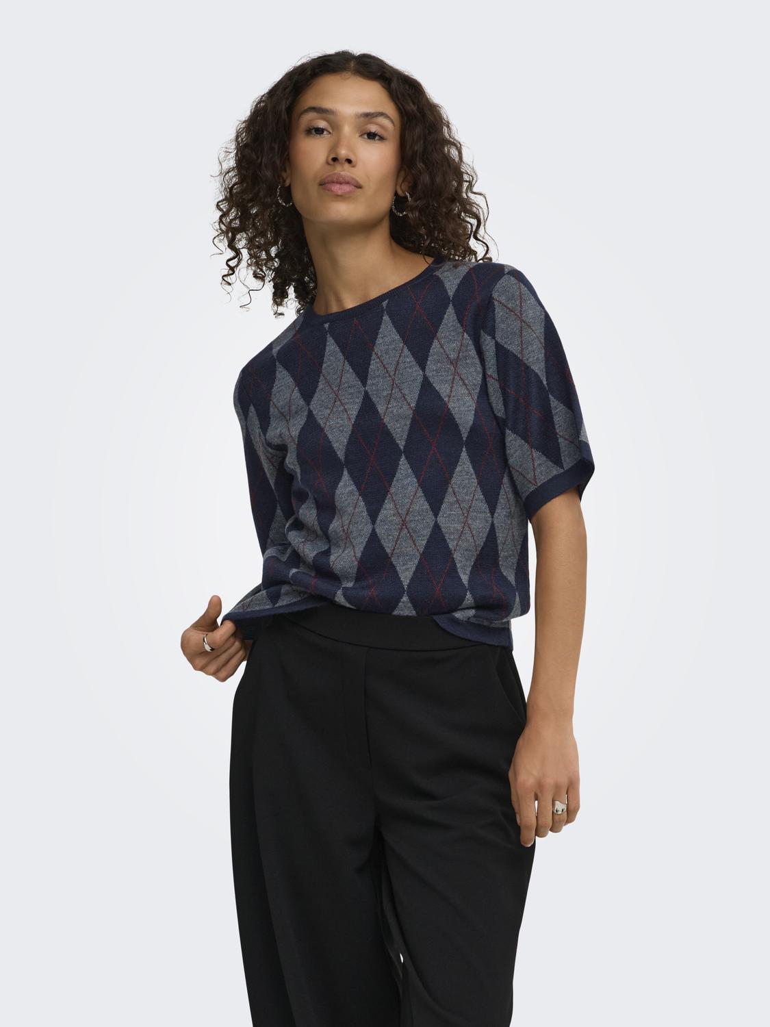 JDYMAGGY S/S ARGYLE  PULLOVER KNT NOOS