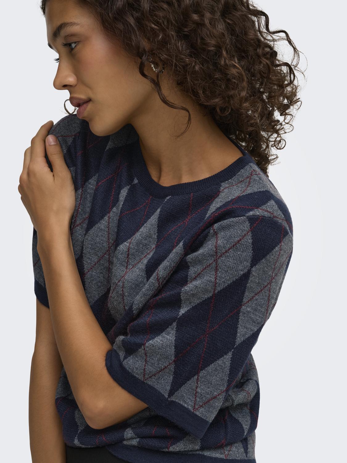 JDYMAGGY S/S ARGYLE  PULLOVER KNT NOOS - 4