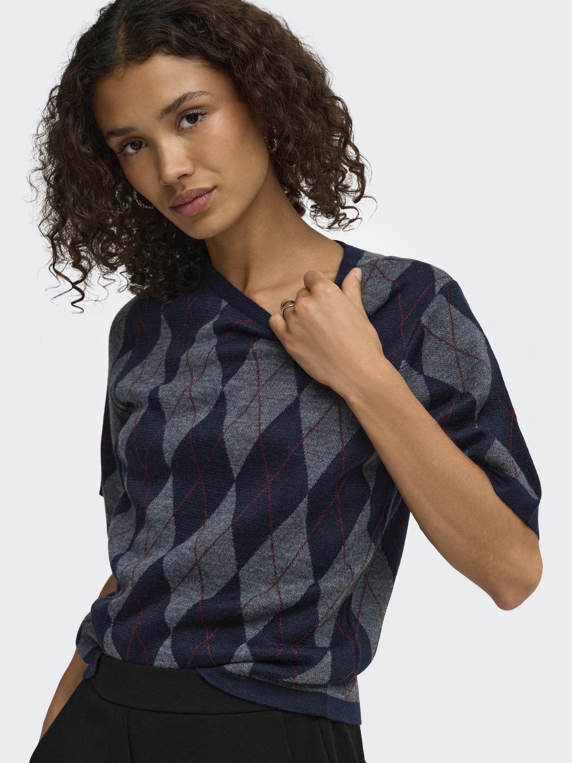 JDYMAGGY S/S ARGYLE  PULLOVER KNT NOOS - 5