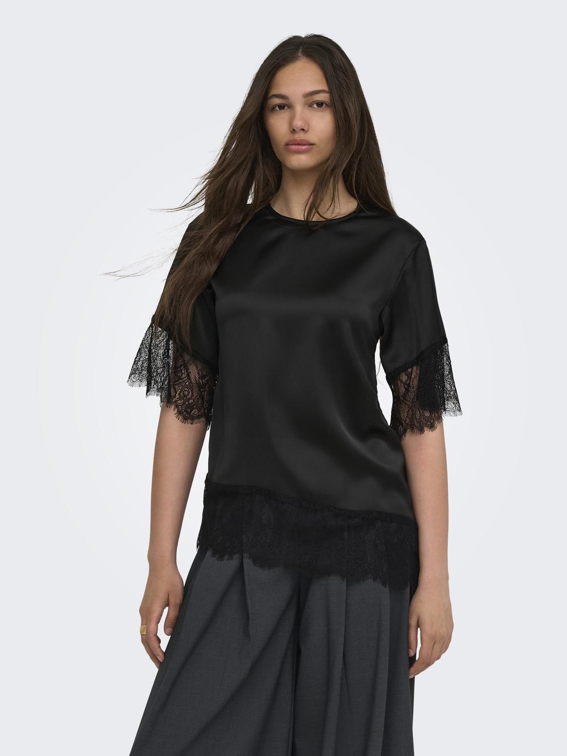 ONLINDONA 2/4 SATIN LACE TOP WVN