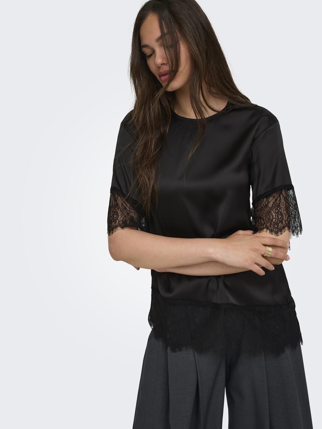 ONLINDONA 2/4 SATIN LACE TOP WVN - 5