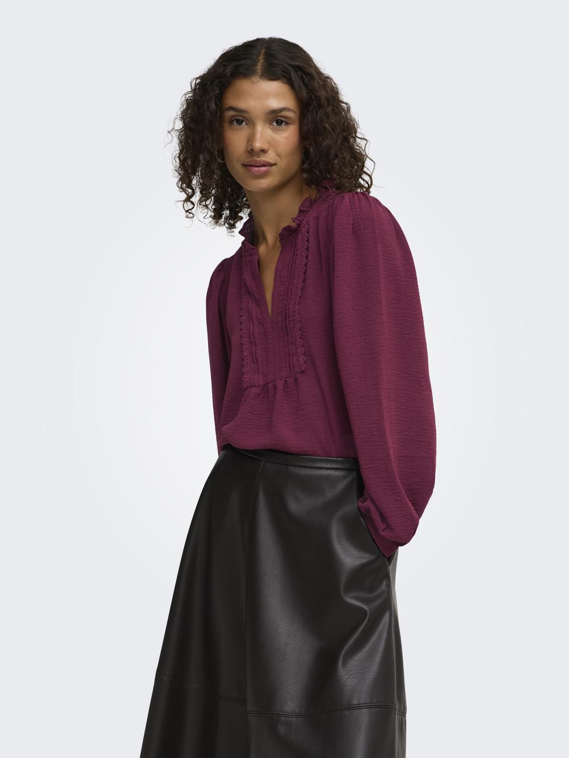 JDYRACHEL LIFE L/S PINTUCK TOP WVN NOOS