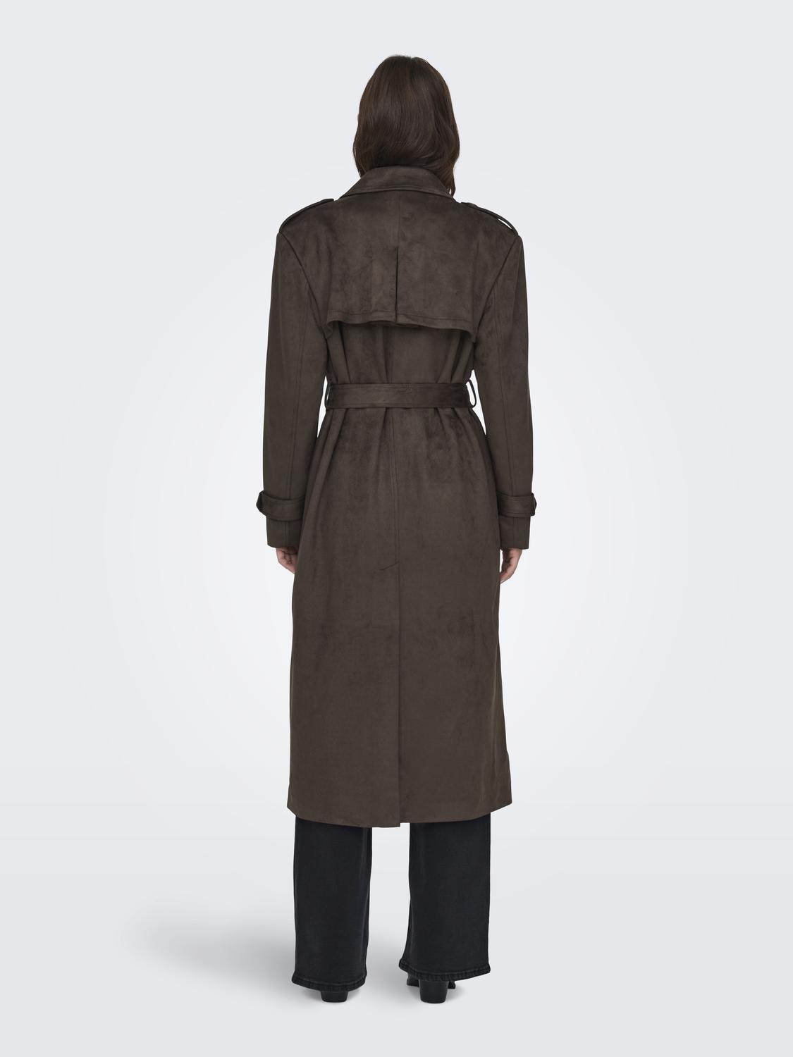 ONLINA LONG FAUX SUEDE TRENCHCOAT PNT - 2