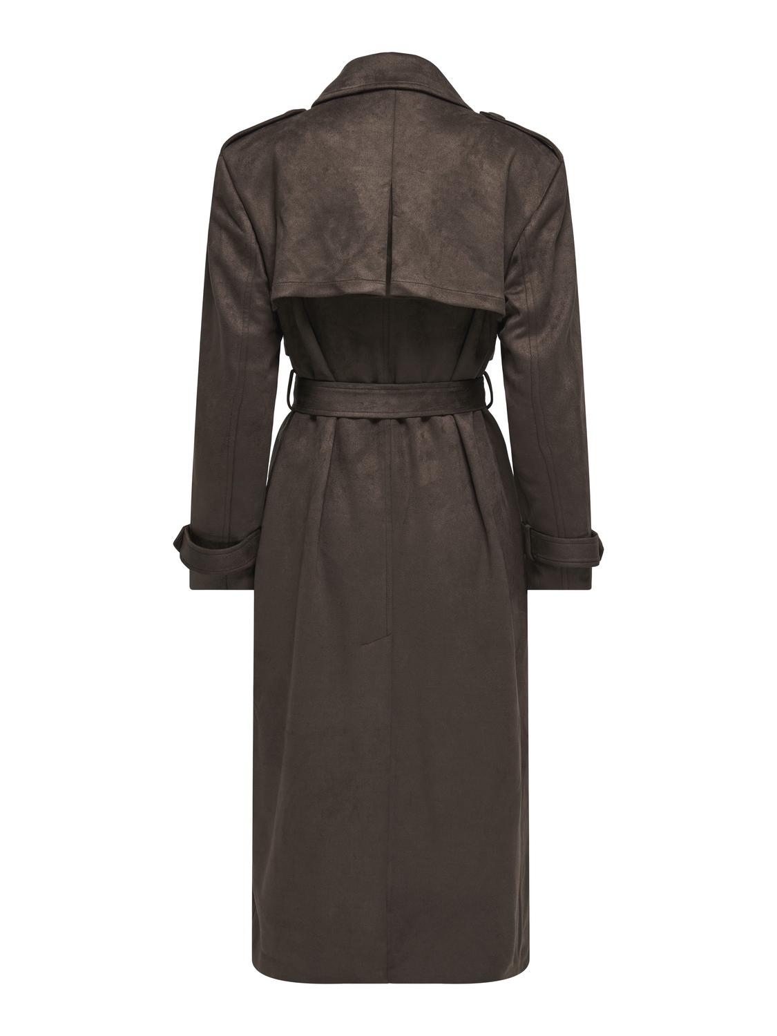 ONLINA LONG FAUX SUEDE TRENCHCOAT PNT - 7