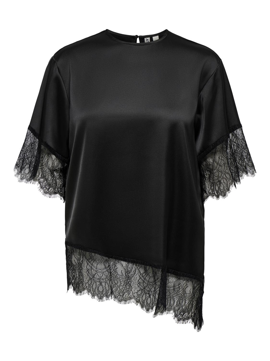 ONLINDONA 2/4 SATIN LACE TOP WVN - 3