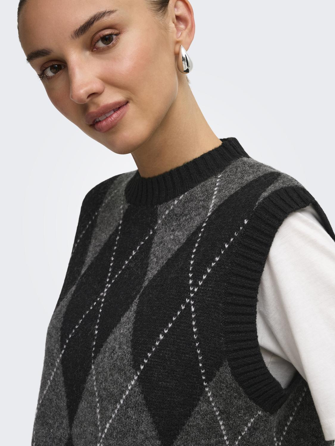 ONLRHOMBUS ARGYLE VEST KNT NOOS - 4