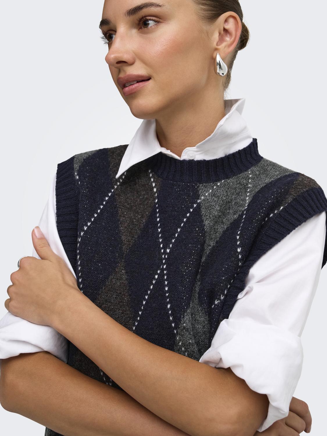 ONLRHOMBUS ARGYLE VEST KNT NOOS - 4