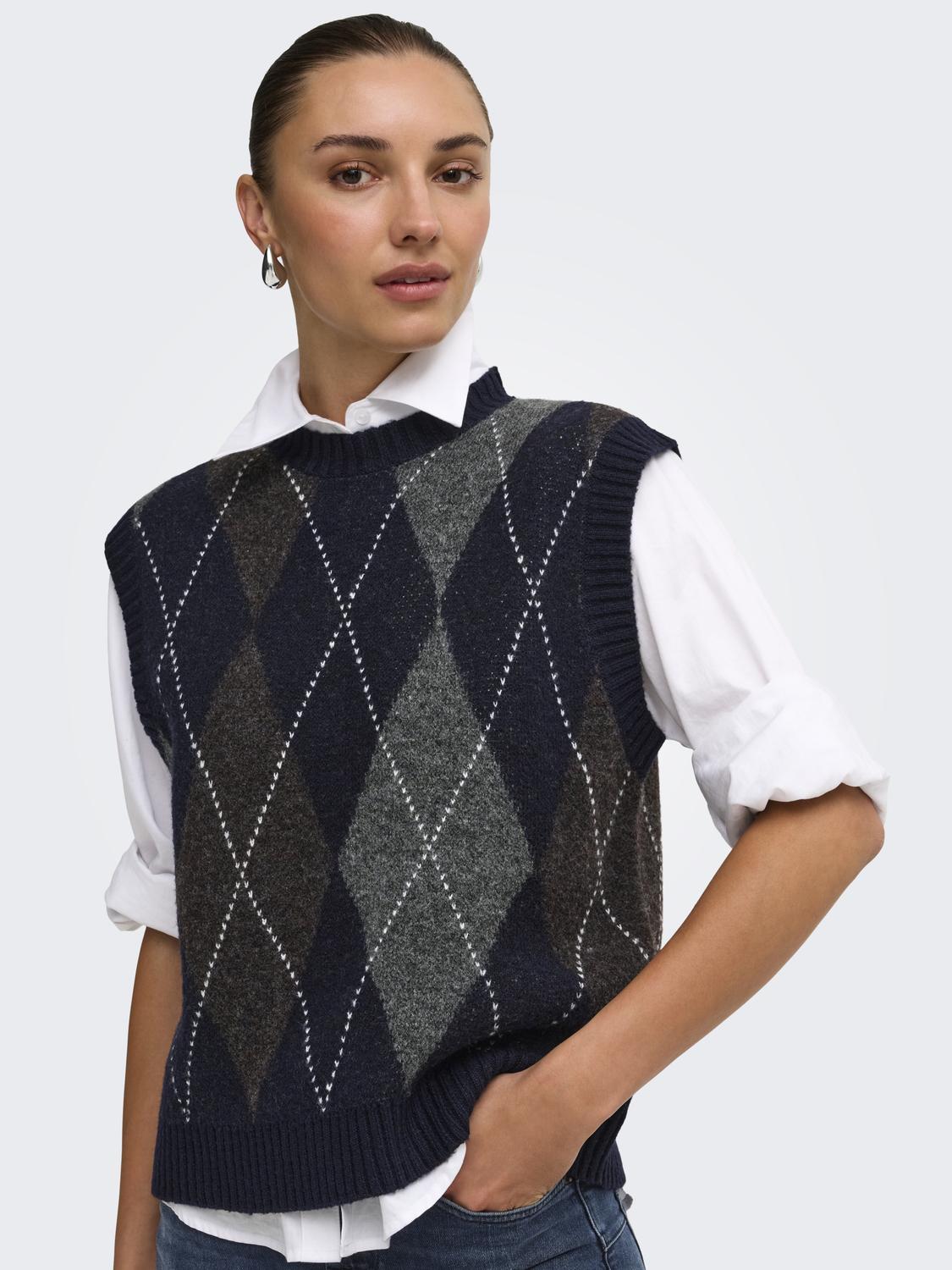 ONLRHOMBUS ARGYLE VEST KNT NOOS - 5