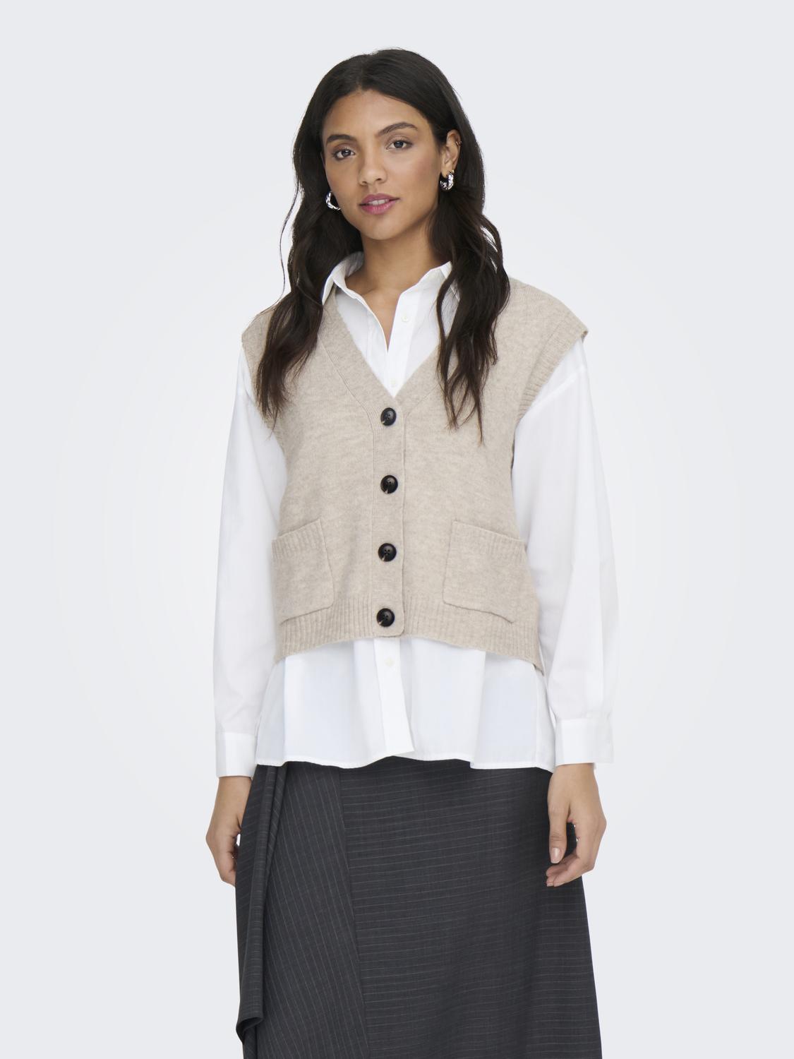 JDYSUPER S/L V-NECK VEST KNT NOOS