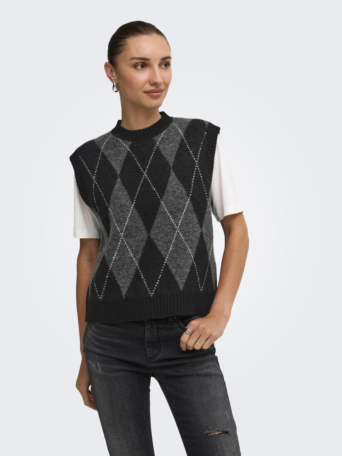 ONLRHOMBUS ARGYLE VEST KNT NOOS