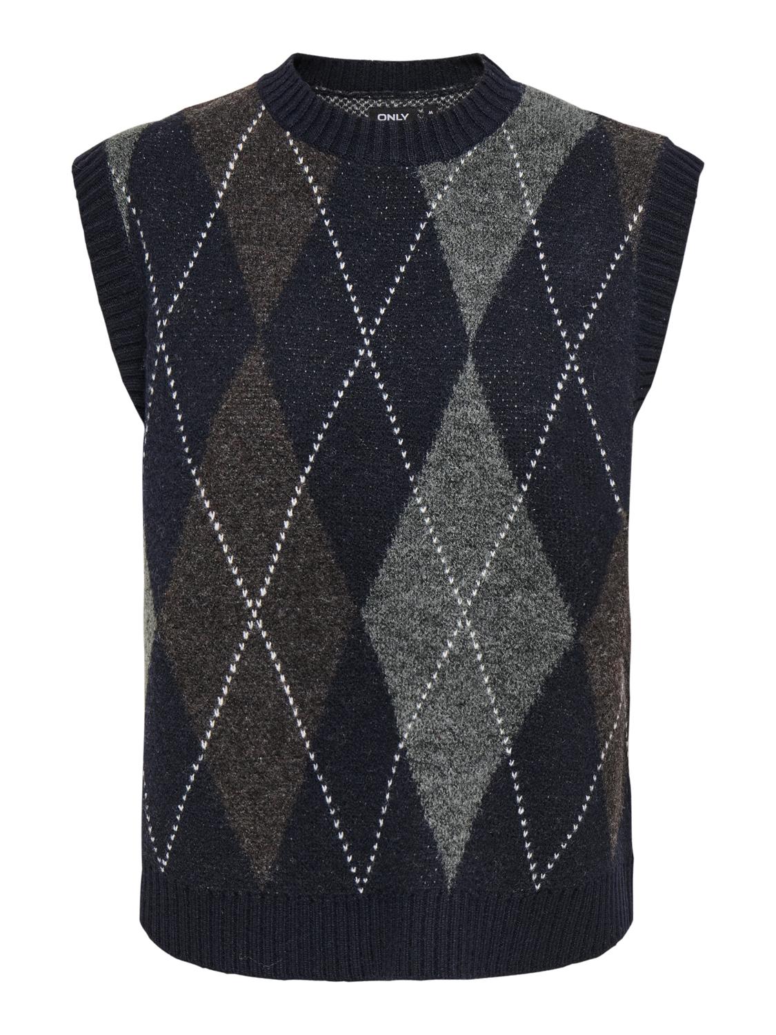 ONLRHOMBUS ARGYLE VEST KNT NOOS - 3