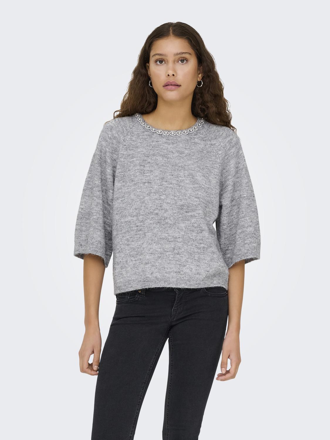 JDYALVA LIFE 3/4 EMBELLISH PULL KNT NOOS