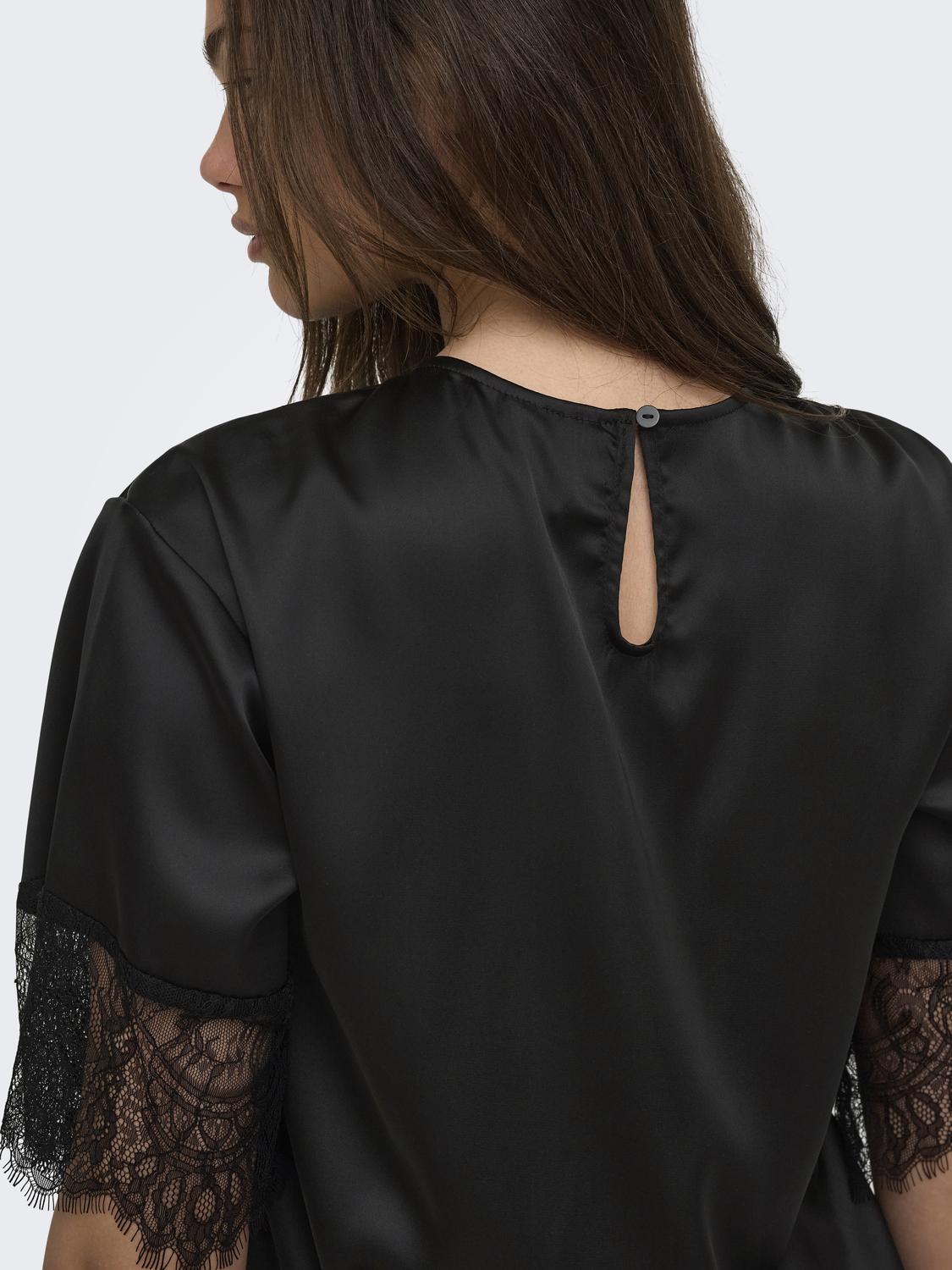 ONLINDONA 2/4 SATIN LACE TOP WVN - 4