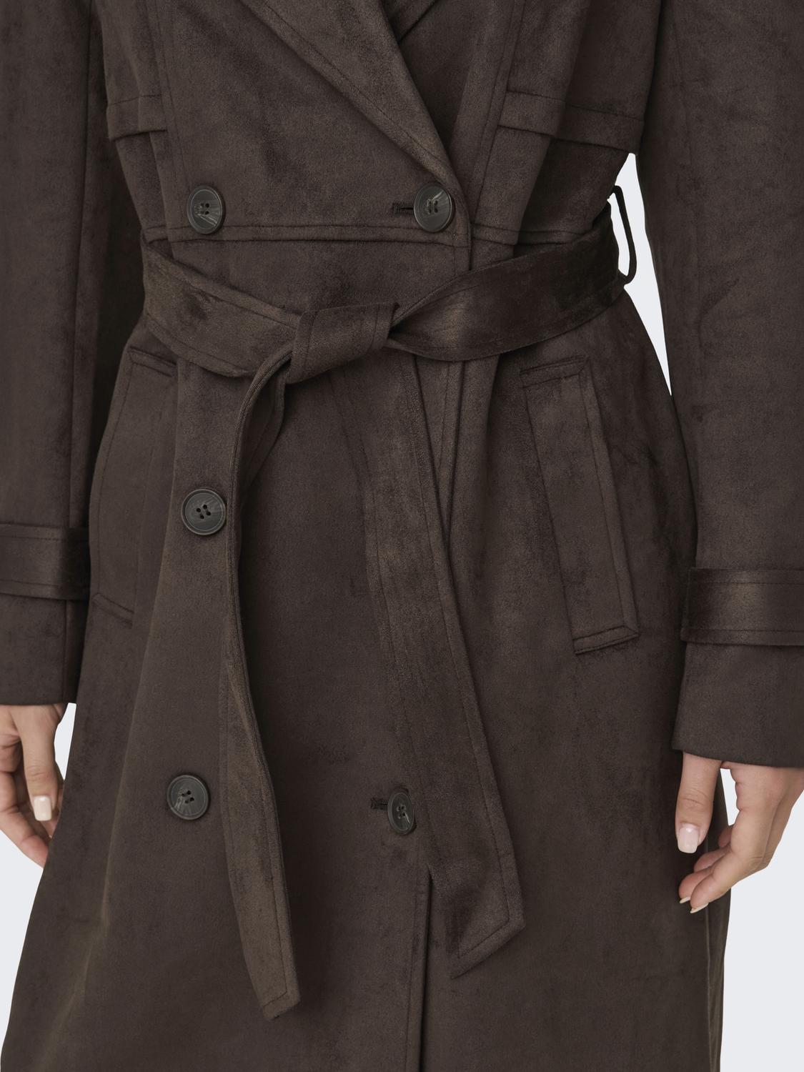 ONLINA LONG FAUX SUEDE TRENCHCOAT PNT - 4