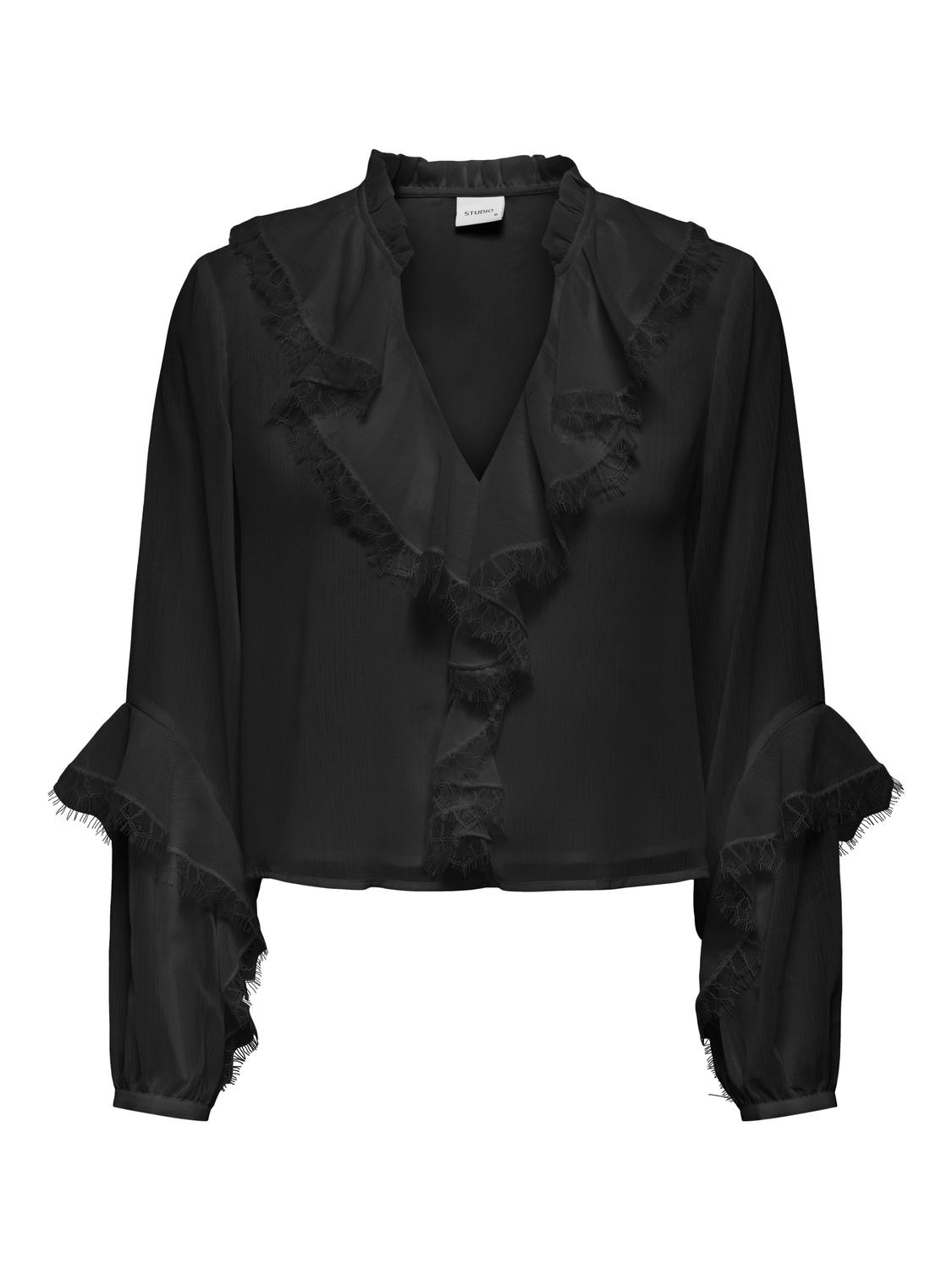 STURAKAS Regular Fit Top mit langen Ärmeln und Rüschen
