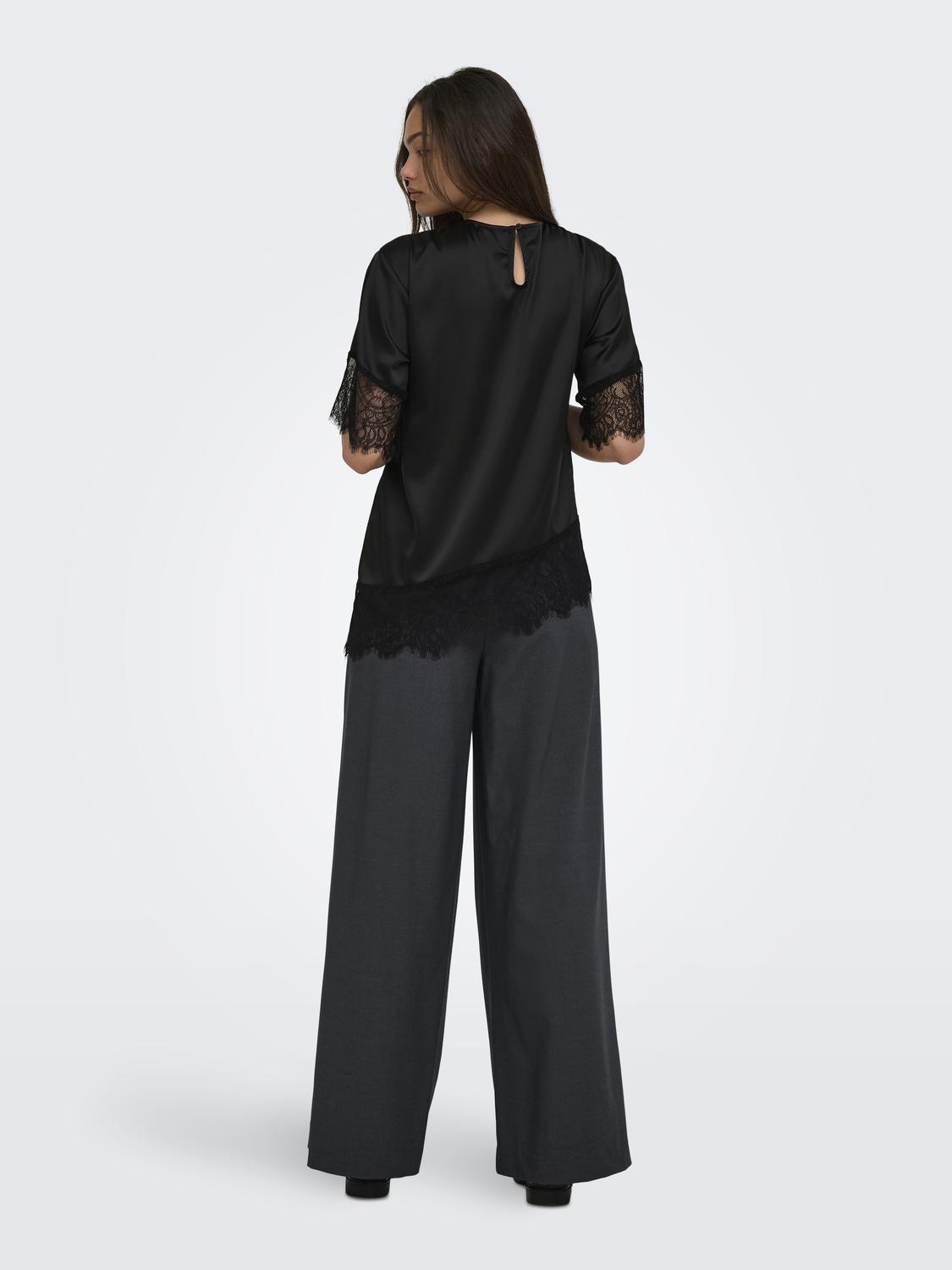 ONLINDONA 2/4 SATIN LACE TOP WVN - 2