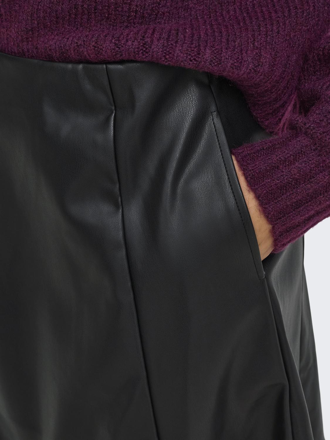 ONLFIBY MW FAUX LEATHER LONG SKIRT PNT - 4