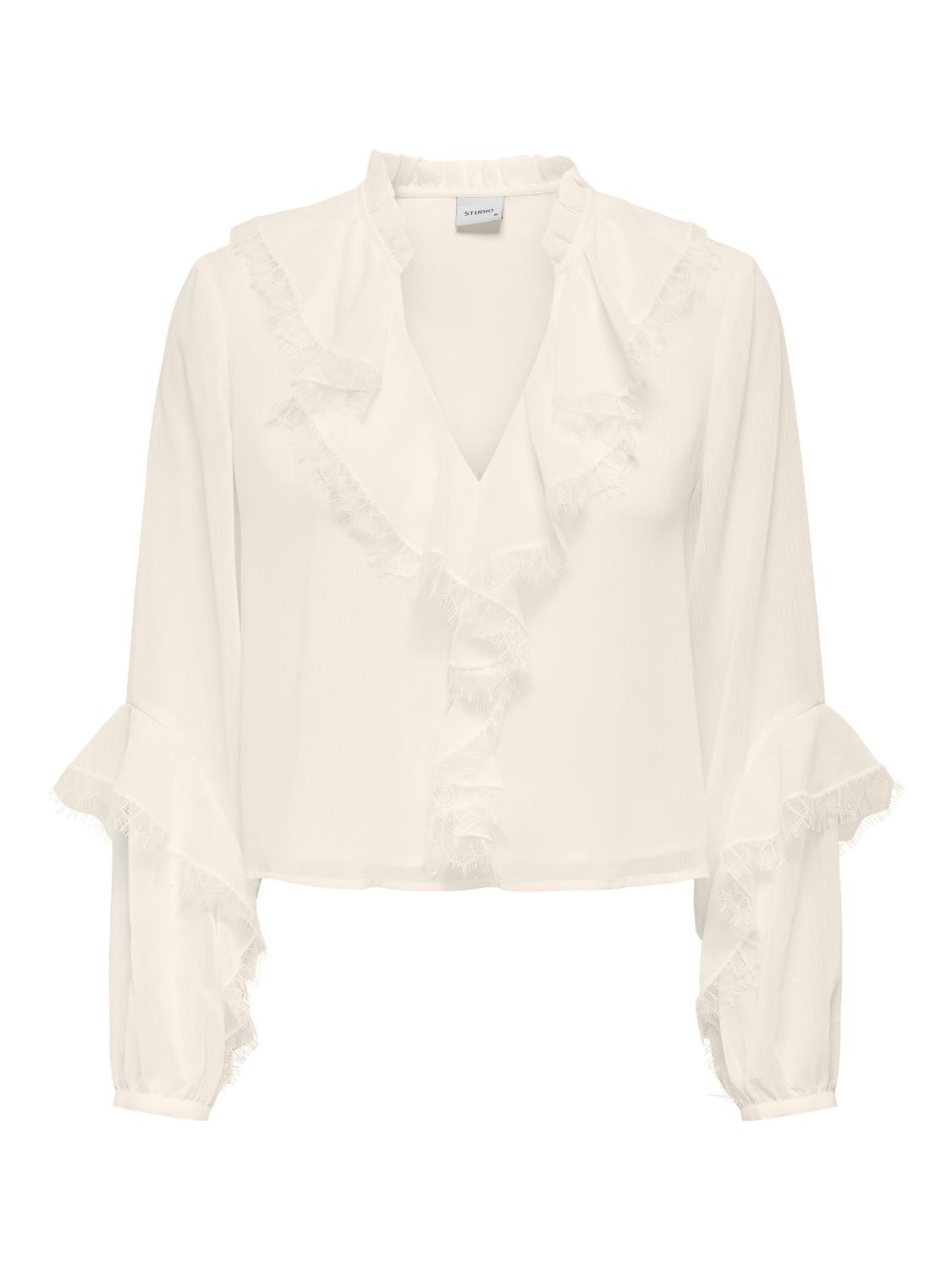 STURAKAS Regular Fit Top mit langen Ärmeln und Rüschen