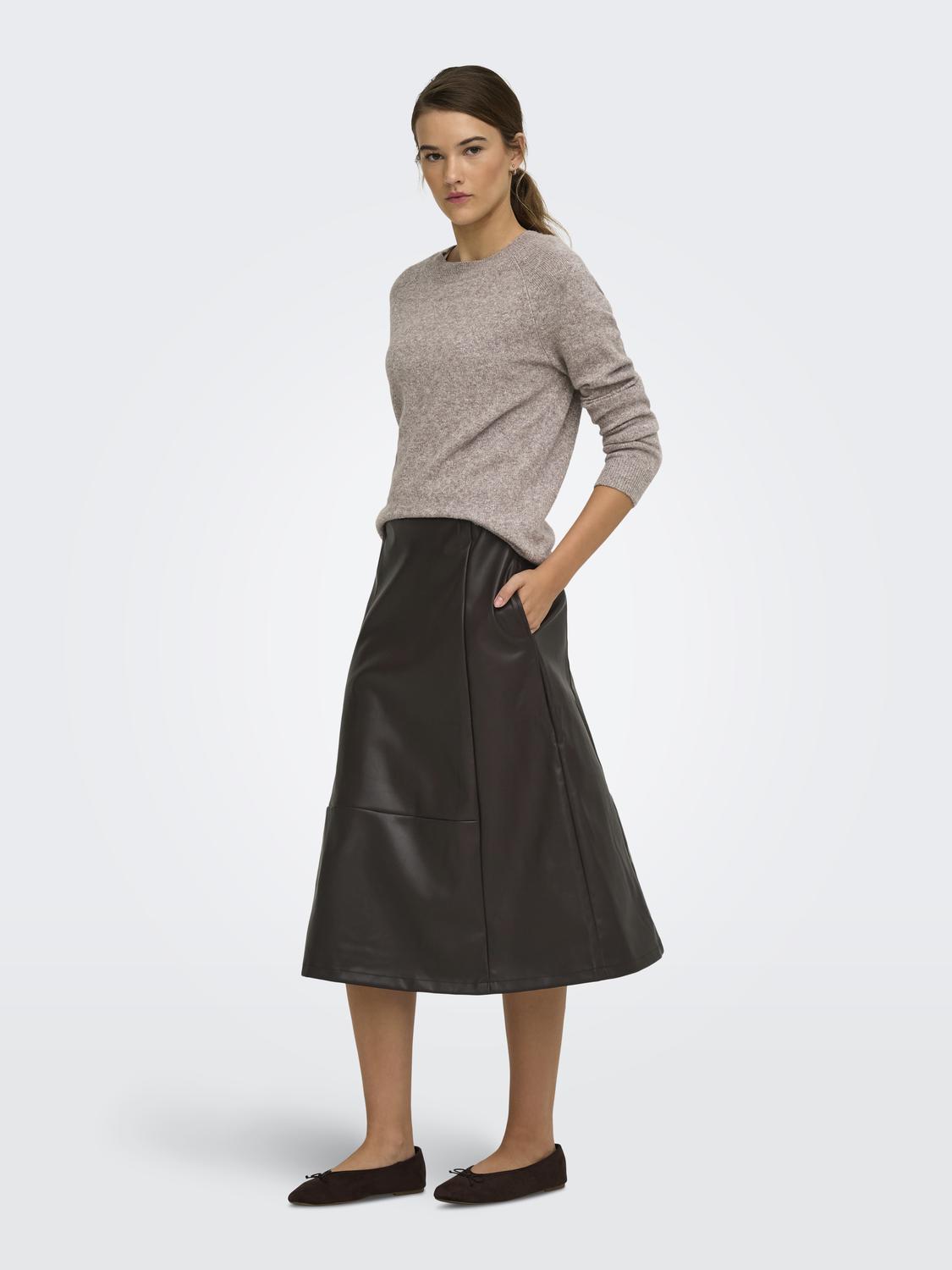 ONLFIBY MW FAUX LEATHER LONG SKIRT PNT - 6