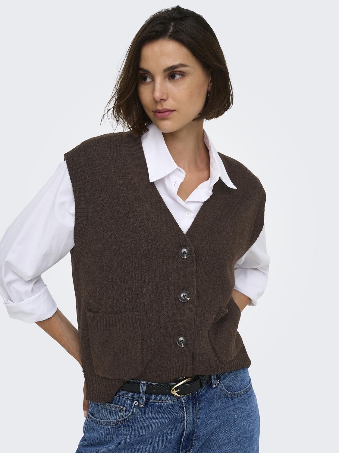 JDYSUPER S/L V-NECK VEST KNT NOOS - 6