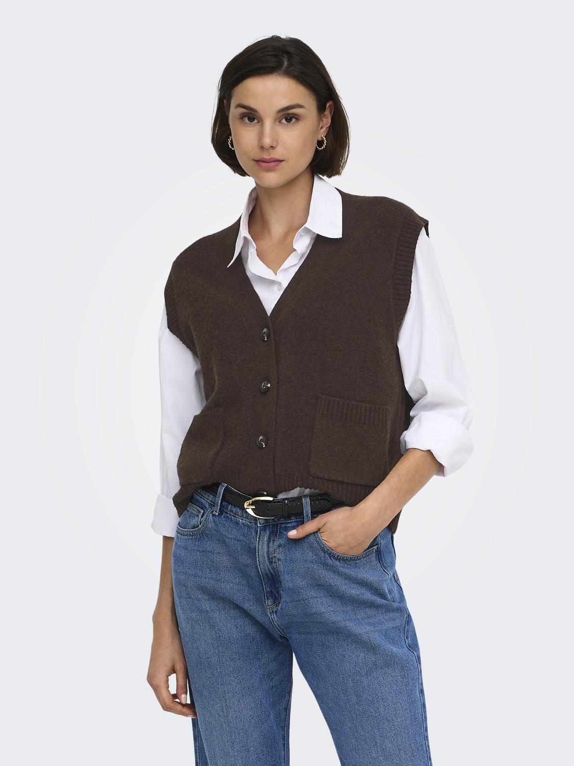 JDYSUPER S/L V-NECK VEST KNT NOOS