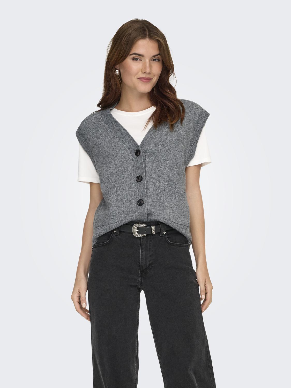 JDYSUPER S/L V-NECK VEST KNT NOOS