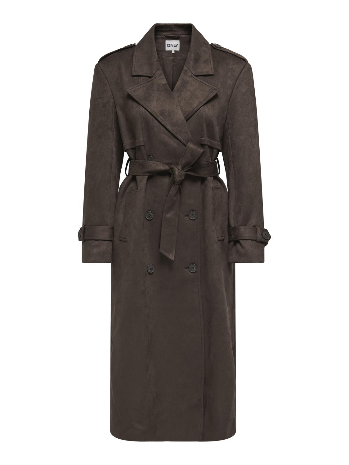 ONLINA LONG FAUX SUEDE TRENCHCOAT PNT - 3